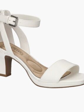 easy street White Ankle-Strap Block Heel Sandals